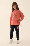 2-15 Yaş California City Fashion Kız Çocuk Eşofman Takım -Mercan