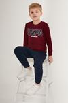 4-15 Yaş Lisanslı Us Polo ASSN Erkek Çocuk Takım -Bordo