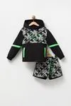 8-14 Yaş Tiger Black Fashion Kız Çocuk Şort Etekli Takım -Siyah