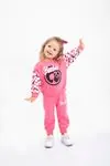 2-5 Yaş Pink Happy Kız Çocuk Eşofman Takım -Pembe