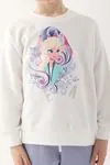 3-9 Yaş Lisanslı Elsa Frozen Kız Çocuk Takım -Ekru