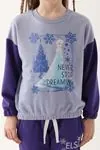 3-9 Yaş Lisanslı Elsa Frozen Kız Çocuk Takım -Mor