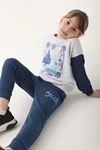 3-9 Yaş Lisanslı Elsa Frozen Kız Çocuk Takım -Lacivert