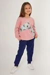 2-15 Yaş Brave Koala Kız Çocuk Eşofman Takım -Retro Pembe