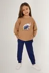 2-15 Yaş Brave Elephant Kız Çocuk Eşofman Takım -Vizon