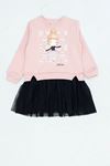 4-9 Yaş Ballerina Kız Çocuk Sweat Elbise - Gül Kurusu