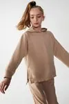 8-14 Yaş Cotton Vega Kız Çocuk Eşofman Takım -Latte Camel