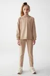 8-14 Yaş Cotton Vega Kız Çocuk Eşofman Takım -Latte Camel