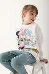 3-9 Yaş Lisanslı Minnie Mouse Kız Çocuk Takım -Ekru