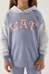 2-15 Yaş Cat Sweat Kız Çocuk Eşofman Takım -İndigo