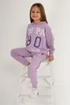 4-15 Yaş Lisanslı Us Polo ASSN Kız Çocuk Eşofman Takım -Lila