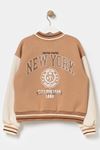 5-8 Yaş New York Collage Kız Çocuk Kolej Ceket/Hırka -Latte Camel