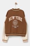 5-8 Yaş New York Collage Kız Çocuk Kolej Ceket/Hırka -Sıcak Kahve