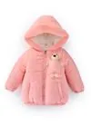 1-5 Yaş Ayıcıklı Yumoş Kız Çocuk Mont -Pembe