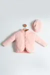 3-6 Yaş My Love Unısex Çocuk Şapkalı Hırka -Pembe