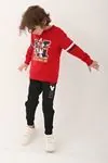 3-9 Yaş Lisanslı Mickey Mouse Erkek Çocuk Takım -Kırmızı