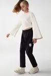 8-14 Yaş Pearl Work Black Kız Çocuk Pantolonlu Takım -Ekru