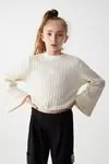 8-14 Yaş Pearl Work Black Kız Çocuk Pantolonlu Takım -Ekru