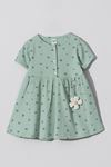 2-5 Yaş Daisy Papatya Kız Çocuk Oyuncaklı Elbise -Yeşil