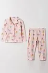 2-5 Yaş Papağan Kız Çocuk Pijama Takım -Pembe