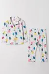 2-5 Yaş Renkli Ananas Kız Çocuk Pijama Takım -Ekru