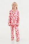 6-9 Yaş Çilek Kız Çocuk Pijama Takım -Pembe