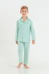 6-9 Yaş Line Fashion Erkek Çocuk Pijama Takım -Yeşil