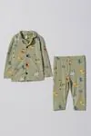 6-18 Aylık Cotton Sleep Erkek Bebek Pijama Takım -Pastel Haki