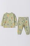 6-18 Aylık New Cotton Sleep Erkek Bebek Pijama Takım -Pastel Haki