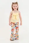 2-5 Yaş Flower Daisy Kız Çocuk Takım -Sarı