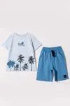 6-9 Yaş Summer Beach Erkek Çocuk Takım -Mavi