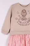 3-8 Yaş Pretty Kız Çocuk Sweat Elbise -Bej