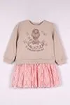 3-8 Yaş Pretty Kız Çocuk Sweat Elbise -Bej