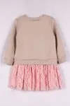 3-8 Yaş Pretty Kız Çocuk Sweat Elbise -Bej