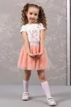 3-8 Yaş Ballerina Kız Çocuk Etekli Takım -Yavruağzı
