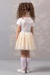 3-8 Yaş Ballerina Kız Çocuk Etekli Takım -Latte