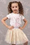 3-8 Yaş Ballerina Kız Çocuk Etekli Takım -Latte