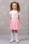 3-8 Yaş Ballerina Kız Çocuk Etekli Takım -Pembe