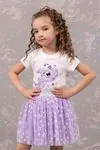 3-8 Yaş Daisy Kız Çocuk Etekli Takım -Lila