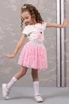 3-8 Yaş Daisy Kız Çocuk Etekli Takım -Pembe