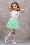 3-8 Yaş Daisy Kız Çocuk Etekli Takım -Yeşil