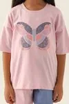 2-15 Yaş Butterfly Kız Çocuk Şortlu Takım -Pembe