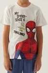 3-9 Yaş Lisanslı Spıder-Man Erkek Çocuk Takım -Ekru