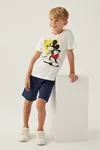 3-9 Yaş Lisanslı Mickey Mouse Erkek Çocuk Takım -Ekru