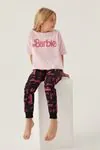 3-15 Yaş Lisanslı Barbie Kız Çocuk Takım -Pembe