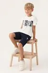 4-15 Yaş Lisanslı Us Polo ASSN Erkek Çocuk Takım -Ekru