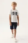 4-15 Yaş Lisanslı Us Polo ASSN Erkek Çocuk Takım -Ekru