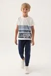 4-15 Yaş Lisanslı Us Polo ASSN Erkek Çocuk Takım -Ekru