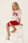 4-15 Yaş Lisanslı Us Polo ASSN Kız Çocuk Takım -Kırmızı
