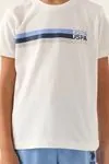 4-15 Yaş Lisanslı Us Polo ASSN Erkek Çocuk Takım -Ekru